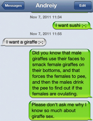 Funny Text Messages I want a giraffe